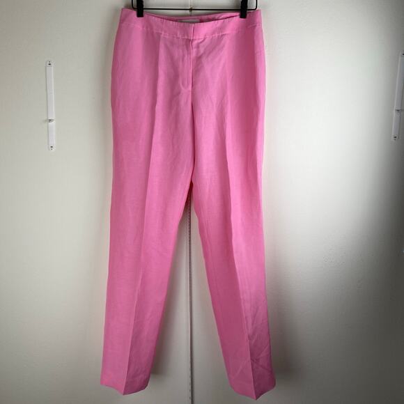 Lafayette 148 Barrow Pants Size 10 Pink Madder Silk 32.5" Trousers Designer - Picture 4 of 13